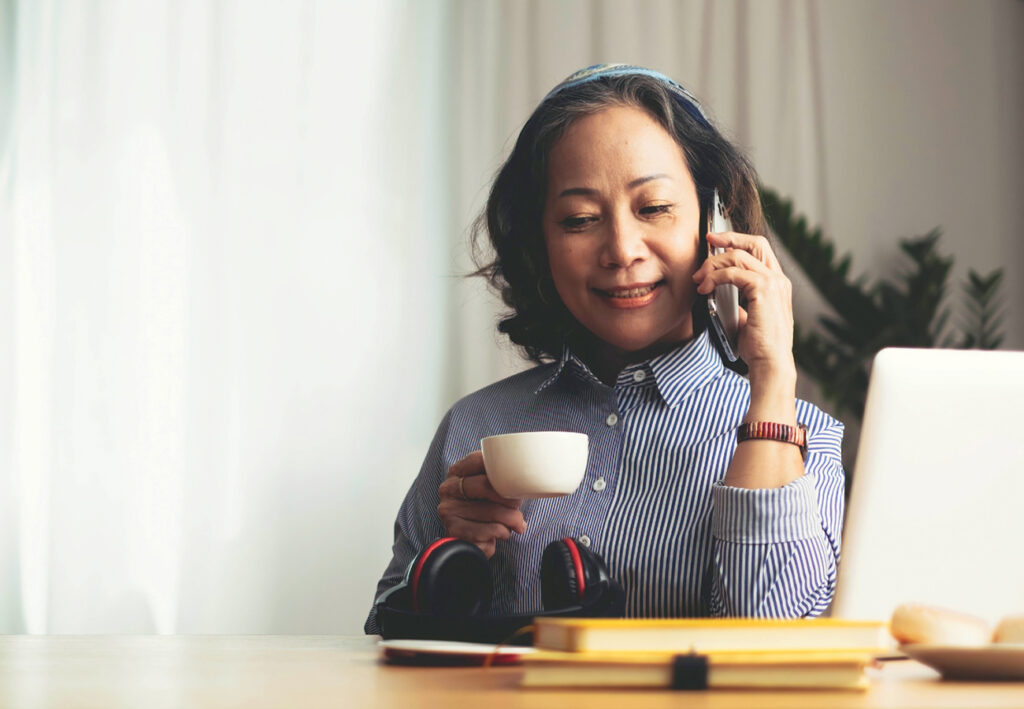 Talking to personal banker on phone