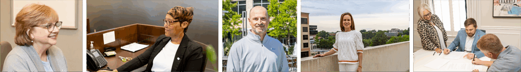 Collage with different members from bank