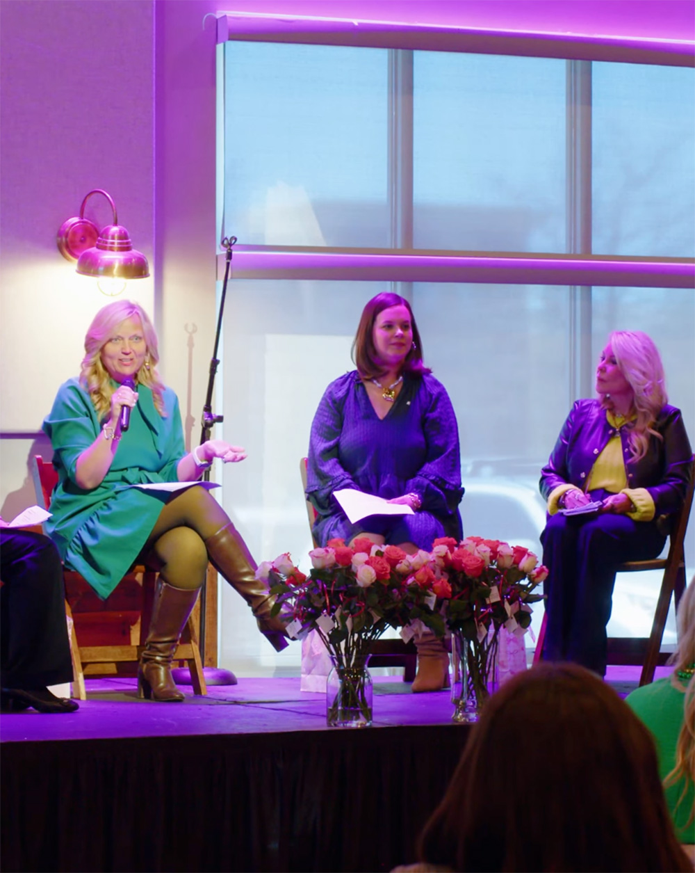 three women discussing business